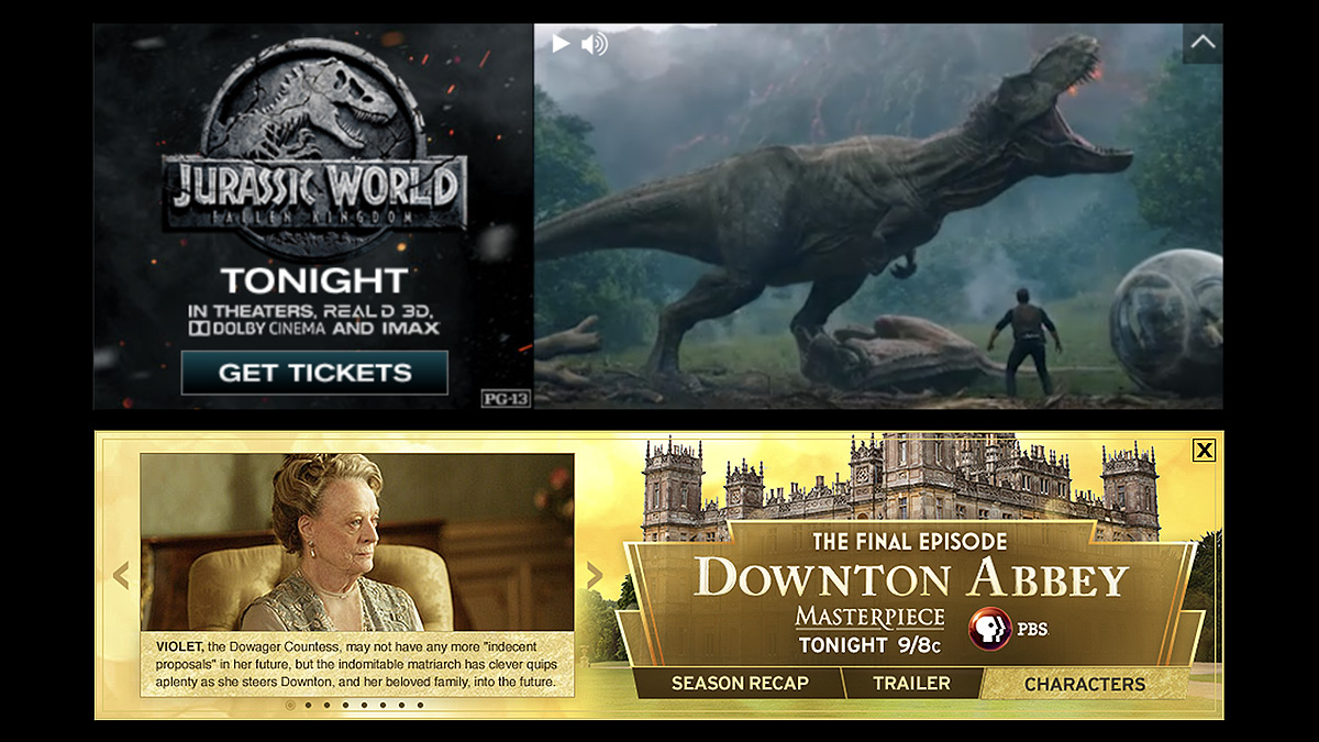 Jurassic World and Downton Abbey rich-media banners for Big Picture Group