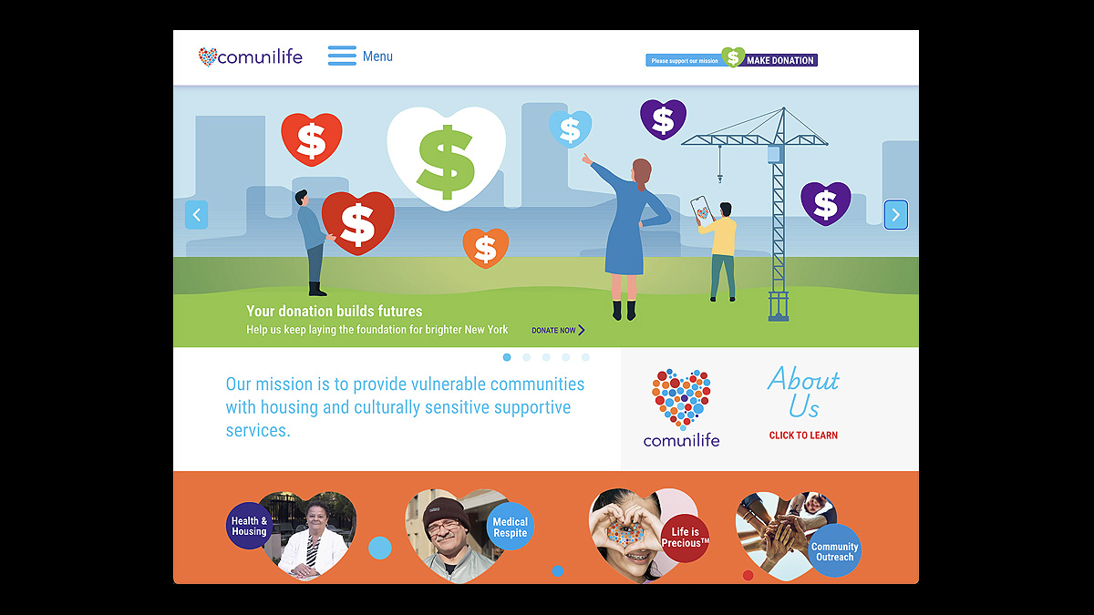 Comunilife nonprofit website homepage